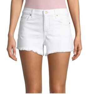 NWT 7 for All Mankind White Denim Cuf-Off Shorts
